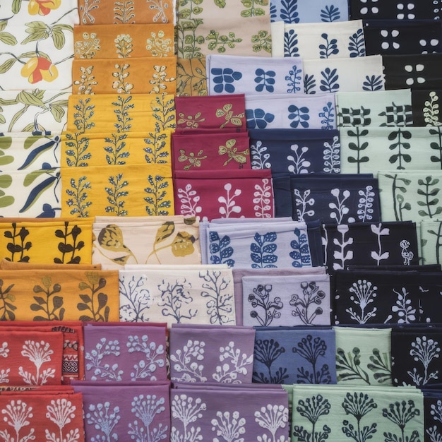 vzorky textílií s výšivkou